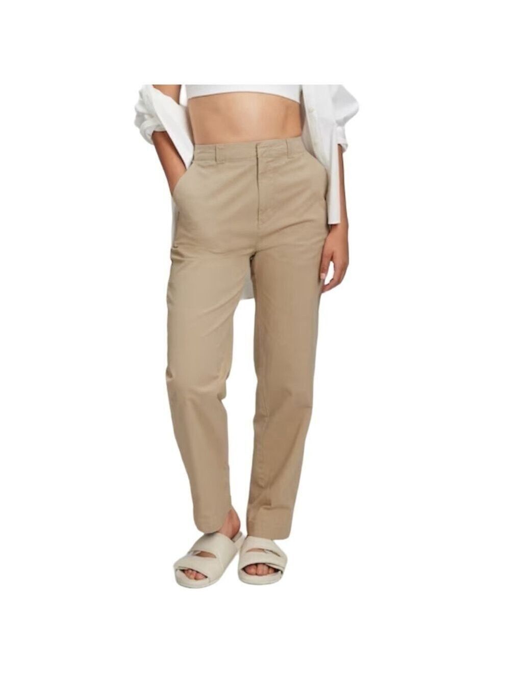 GAP Straight Up Straight Leg Mid Rise Stretch Khaki Tan Chino Pants